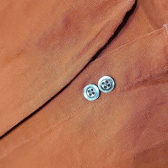 Joseph & Lyman, Size L, Burnt Orange Italian Linen Button Down Shirt Long Sleeve - Picture 10 of 11